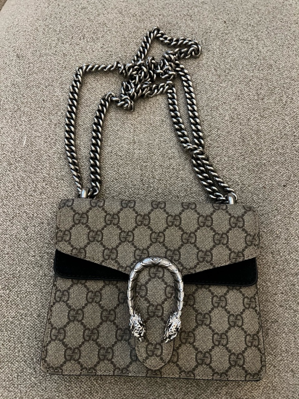 Gucci Beige/Tan Monogram Shoulder Bag with Silver Hardware